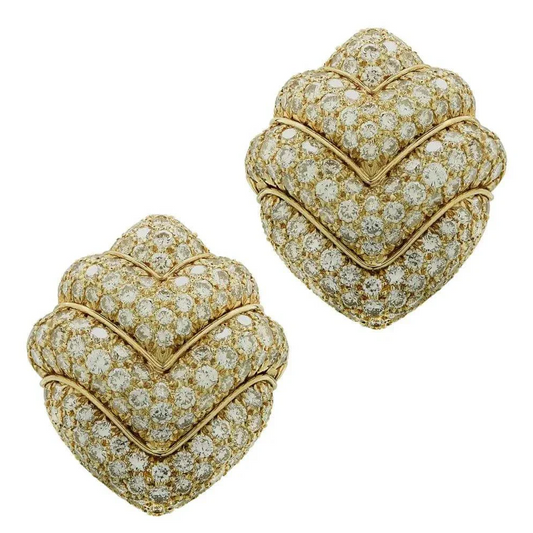 Bulgari 1970s 18KT Yellow Gold Diamond Doppio Earrings front