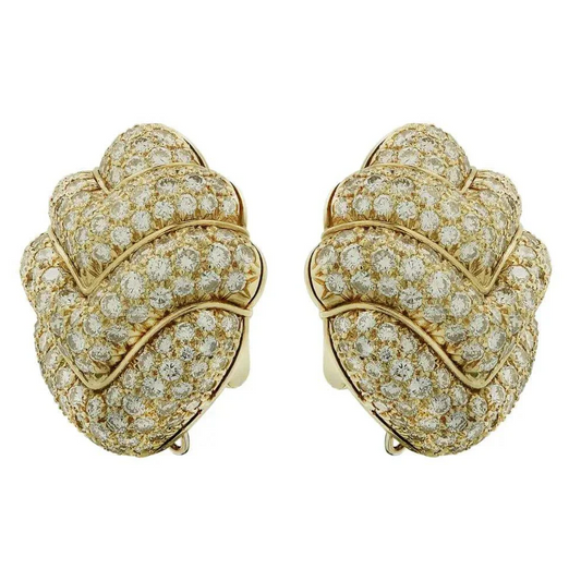 Bulgari 1970s 18KT Yellow Gold Diamond Doppio Earrings front