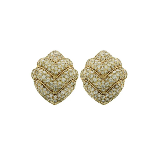 Bulgari 1970s 18KT Yellow Gold Diamond Doppio Earrings front