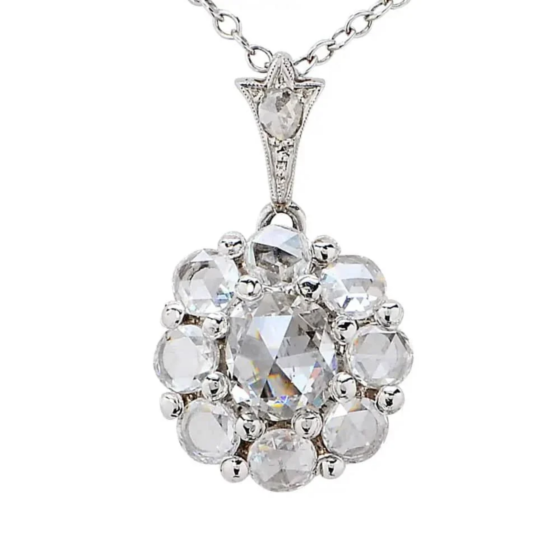 1980s Platinum Diamond Pendant front