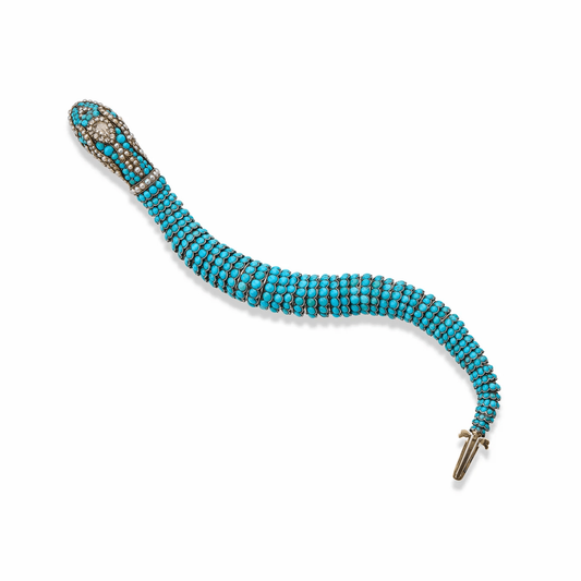 Victorian 9KT & 14KT Yellow Gold Turquoise, Diamond & Pearl Bracelet front