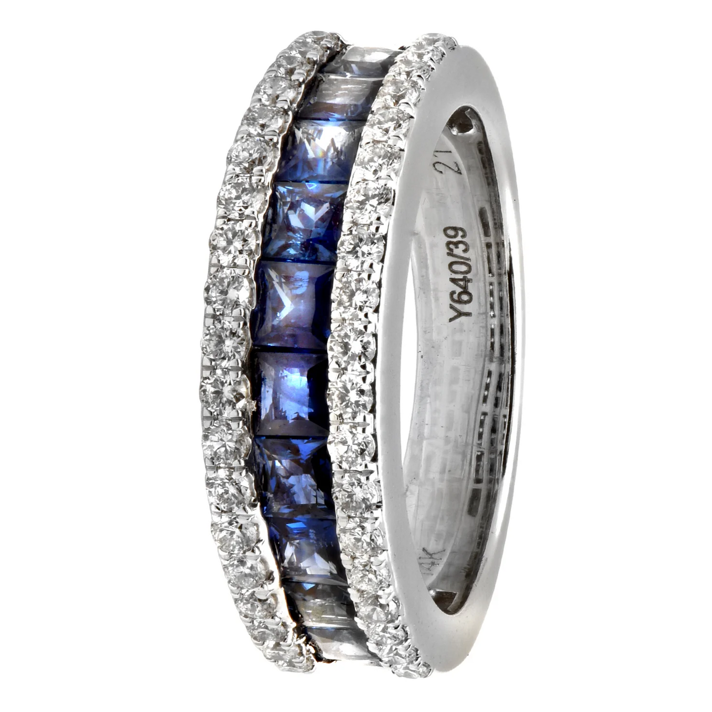 Post-1980s 14KT White Gold Sapphire & Diamond Ring front