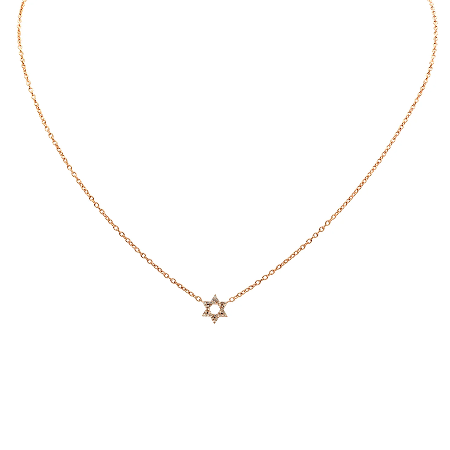 Post-1980s 18KT Rose Gold Diamond Star of David Necklace front