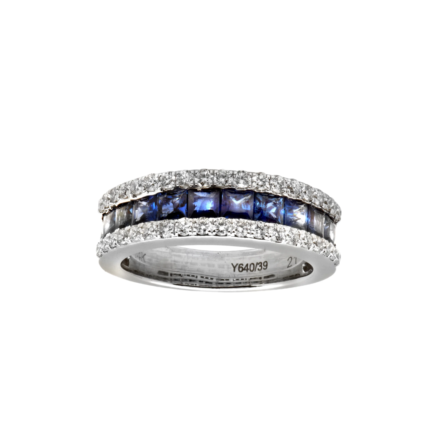 Post-1980s 14KT White Gold Sapphire & Diamond Ring front