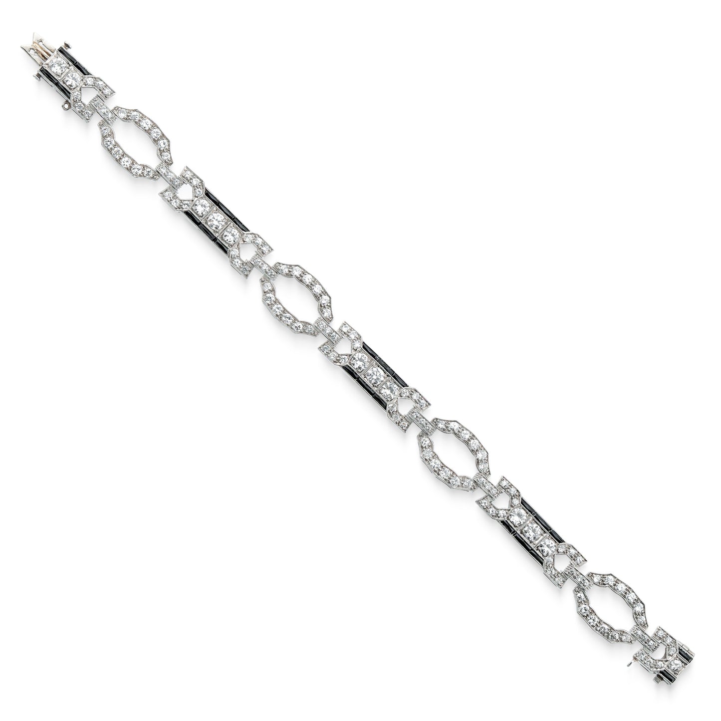 Art Deco Platinum Diamond & Onyx Bracelet front