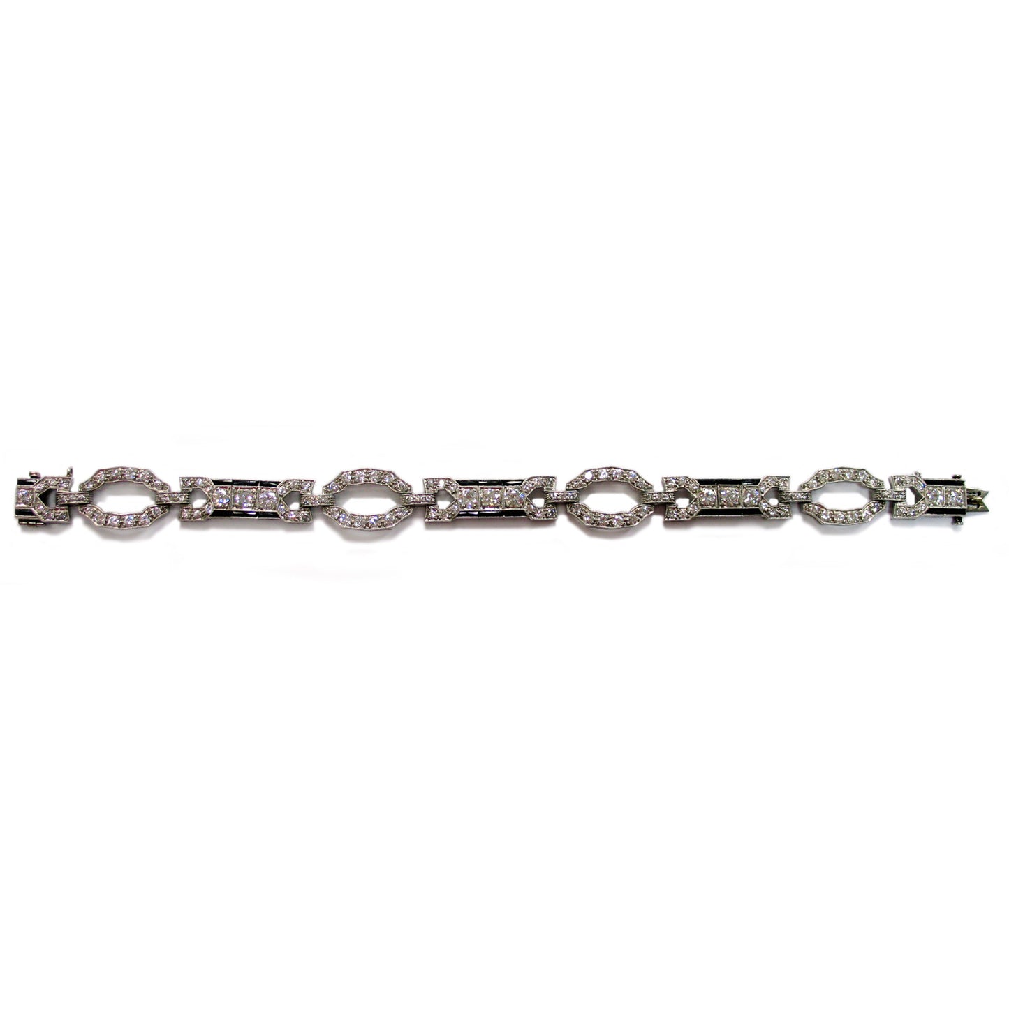 Art Deco Platinum Diamond & Onyx Bracelet front
