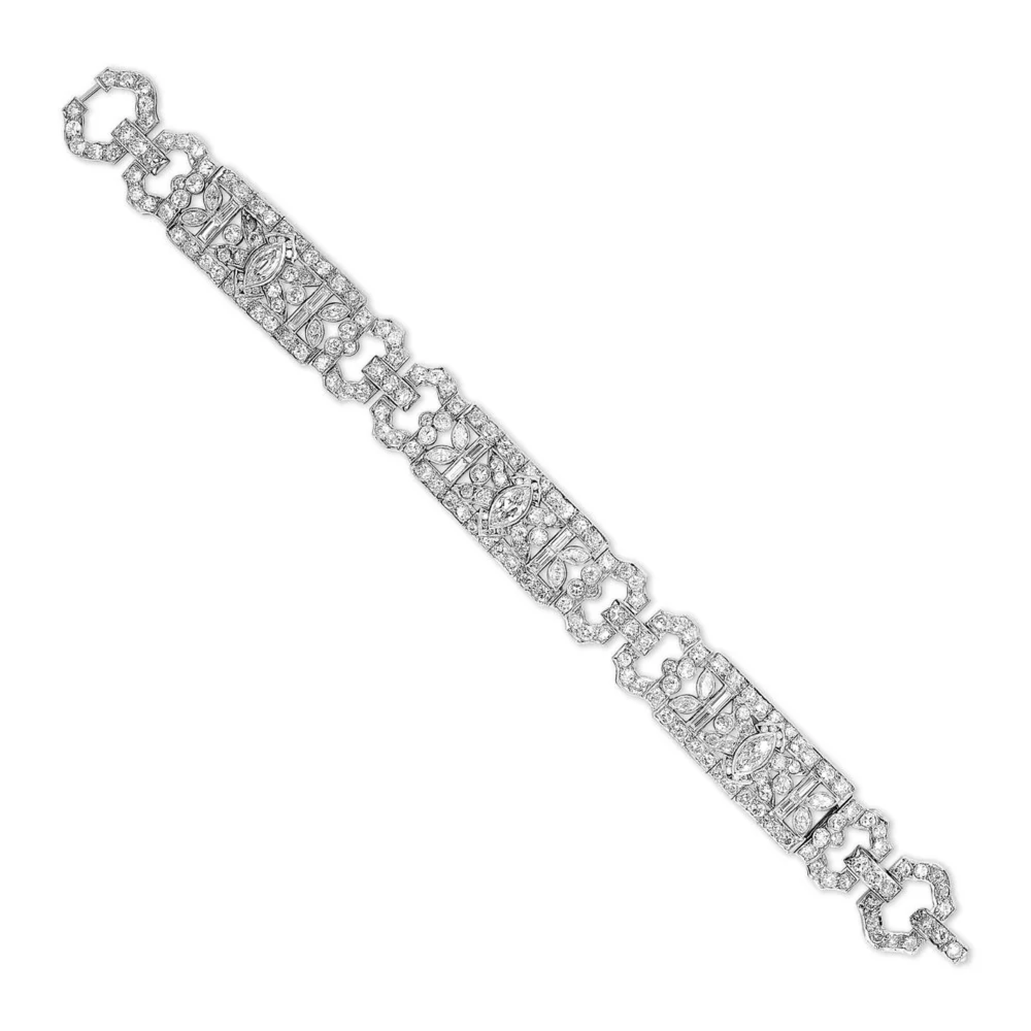 Art Deco Platinum Diamond Bracelet front