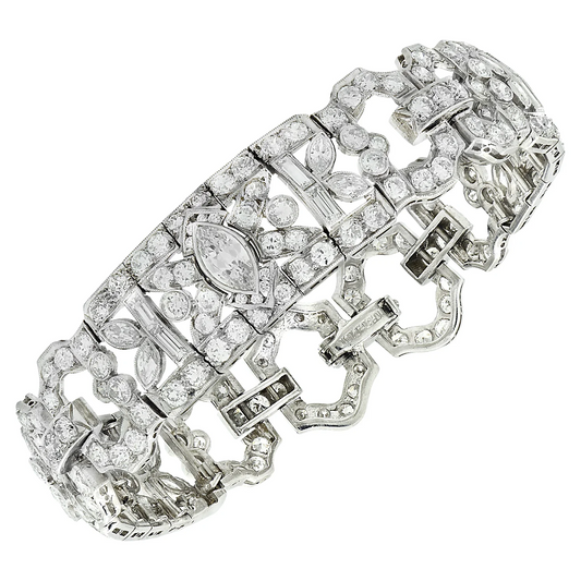 Art Deco Platinum Diamond Bracelet front