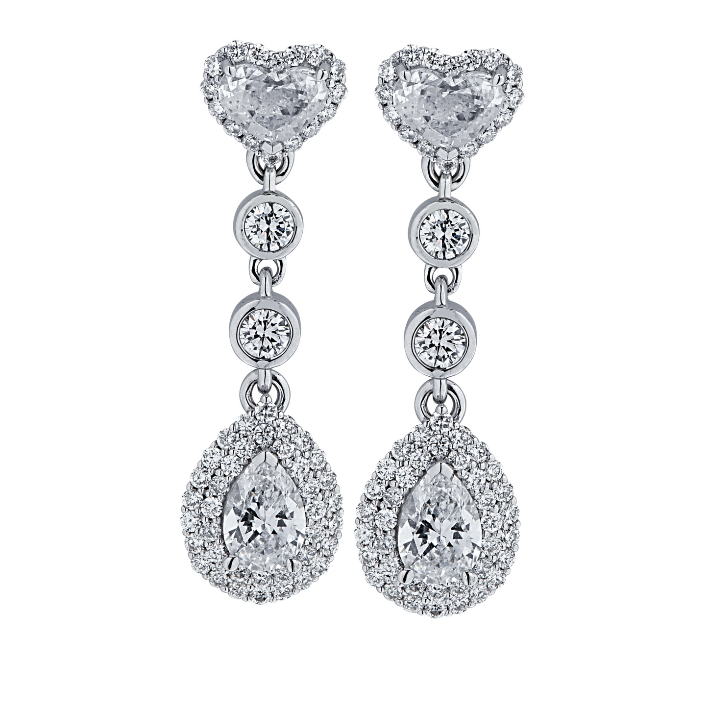 Contemporary 18KT White Gold Diamond Earrings front