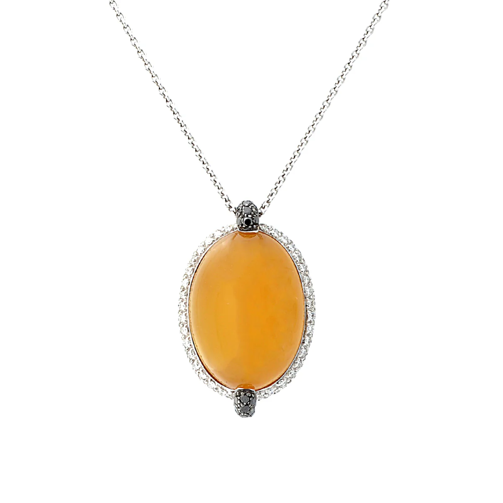 Post-1980s 18KT White Gold Chalcedony & Diamond Necklace front