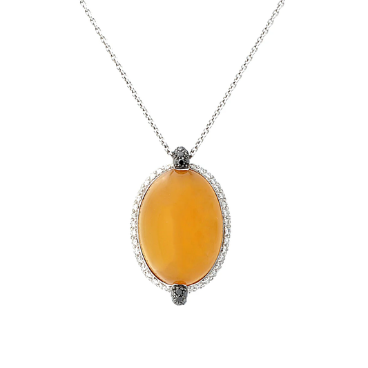 Post-1980s 18KT White Gold Chalcedony & Diamond Necklace front