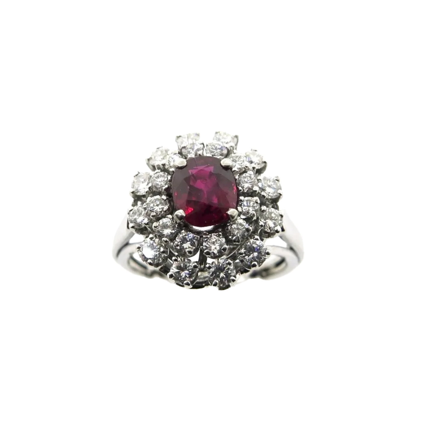 Post-1980s 18KT White Gold Ruby & Diamond Ring front
