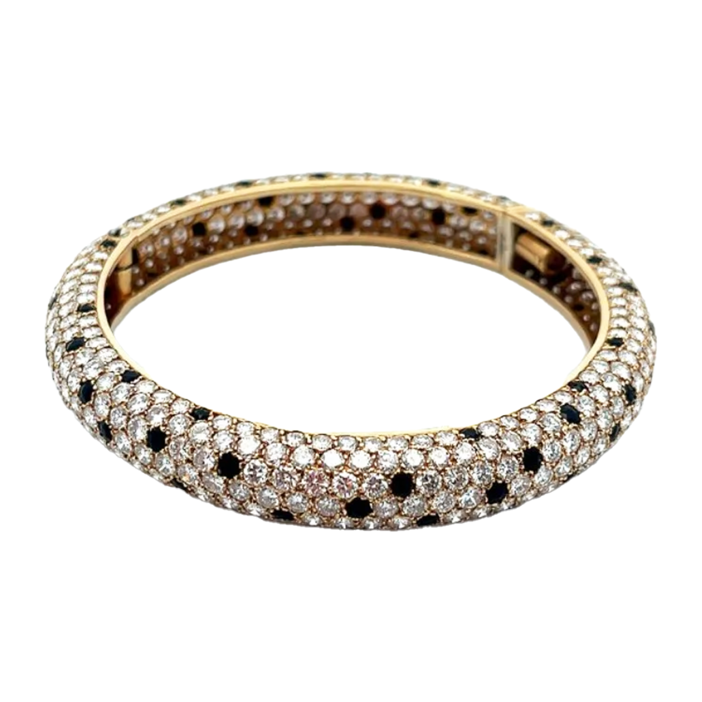 Van Cleef & Arpels France Post-1980s 18KT Yellow Gold Diamond & Onyx Bracelet front