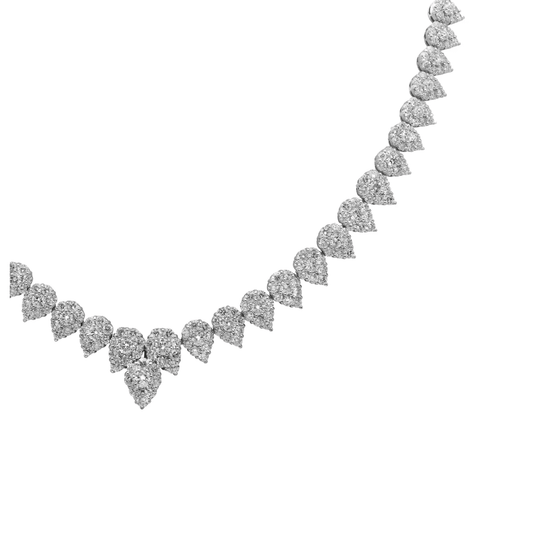 Post-1980s 18KT White Gold Morganite & Diamond Necklace front