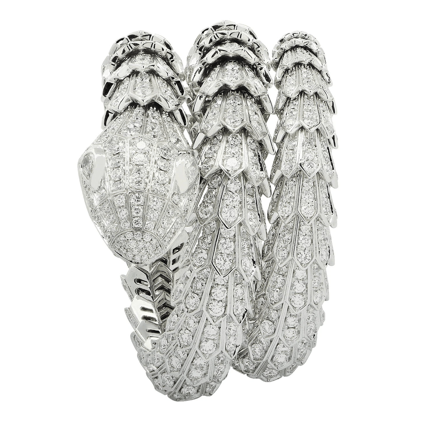 Bulgari Post-1980s 18KT White Gold Diamond Serpenti Bracelet front