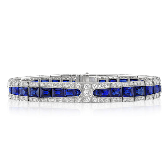 Art Deco Platinum Sapphire & Diamond Bracelet front