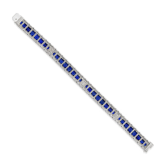 Art Deco Platinum Sapphire & Diamond Bracelet back