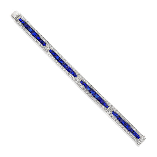 Art Deco Platinum Sapphire & Diamond Bracelet front