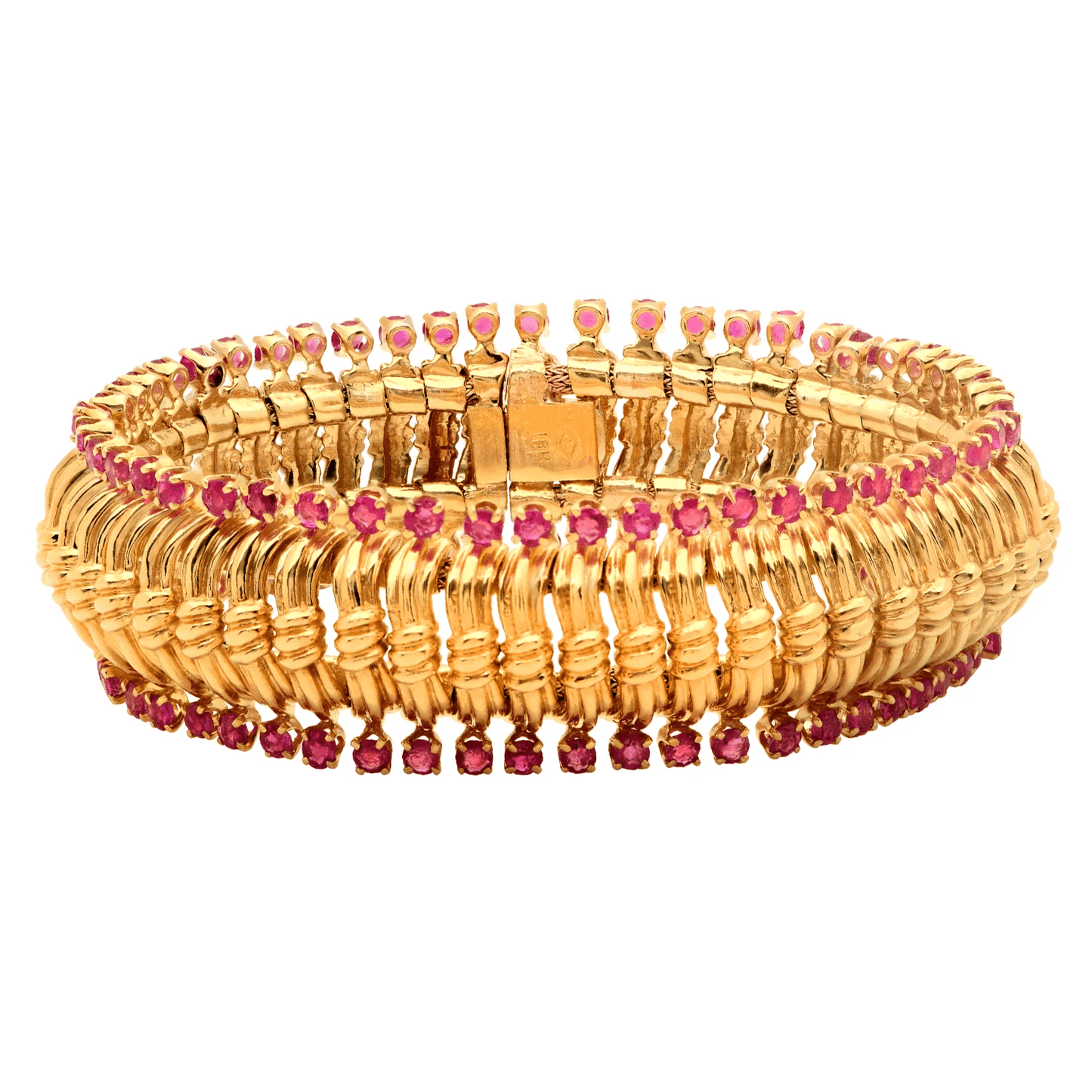 Post-1980s 18KT Yellow Gold Ruby Bracelet front