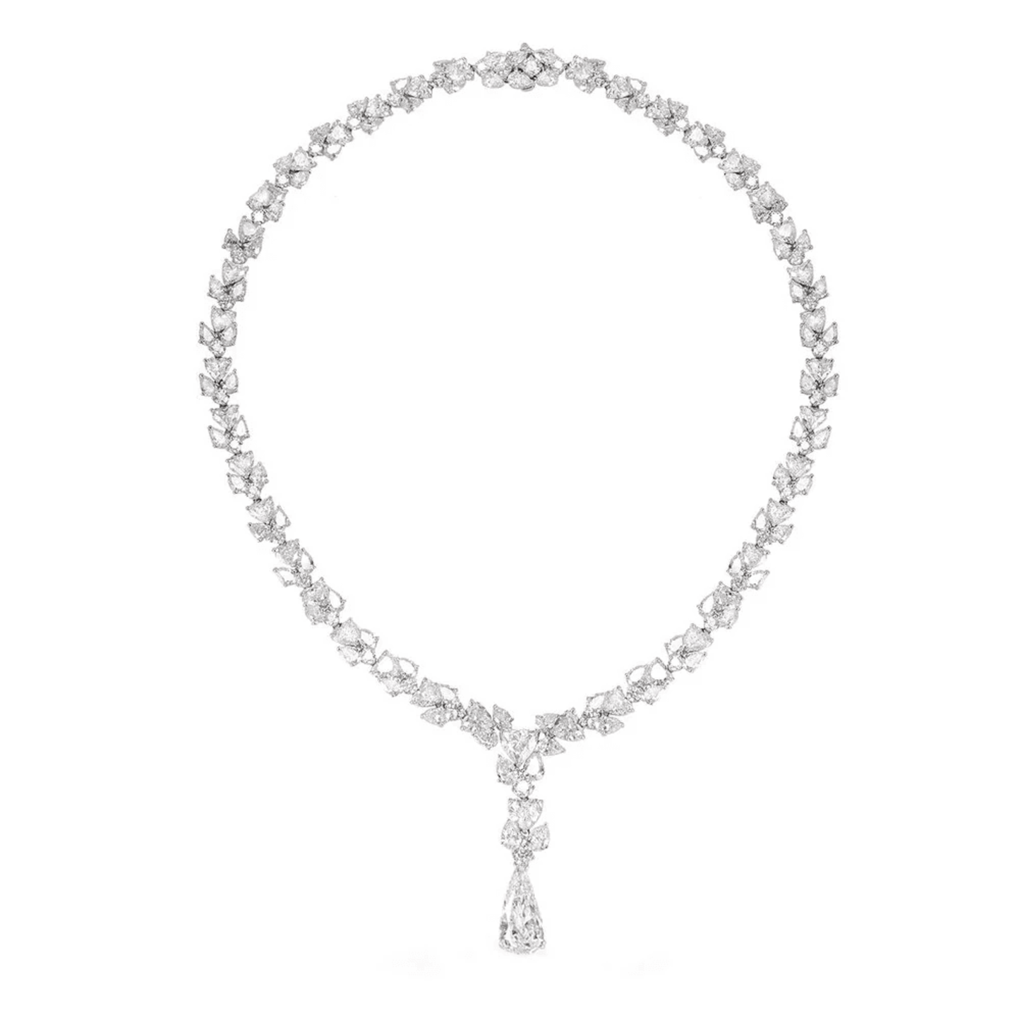 Contemporary Platinum Diamond Necklace front
