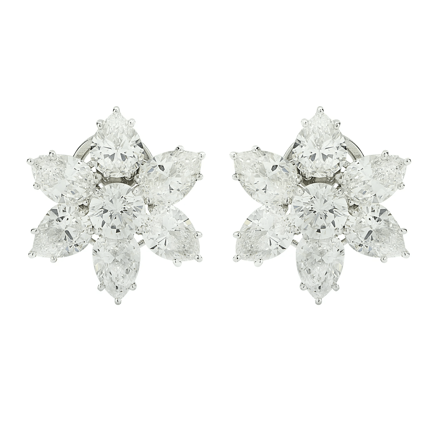 Contemporary Platinum Diamond Earrings front