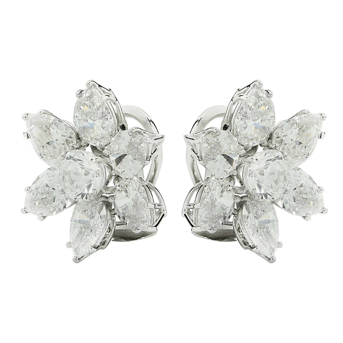 Contemporary Platinum Diamond Earrings side