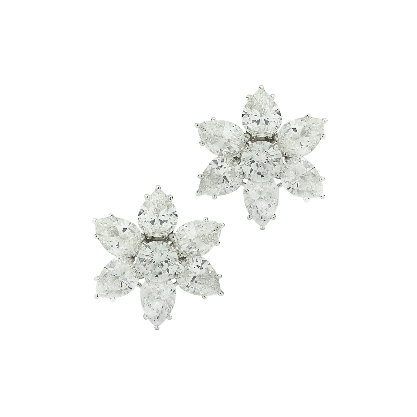 Contemporary Platinum Diamond Earrings front