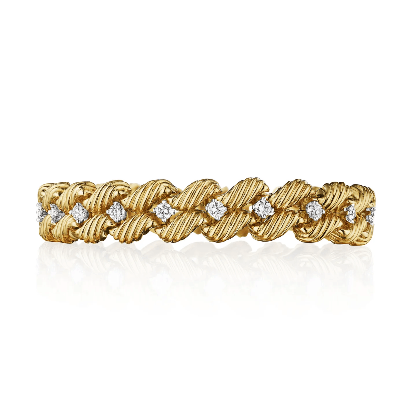 Tiffany & Co. France 1960s 18KT Yellow Gold Diamond Bracelet front