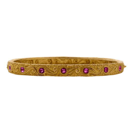 Victorian 18KT Yellow Gold Ruby Bracelet front