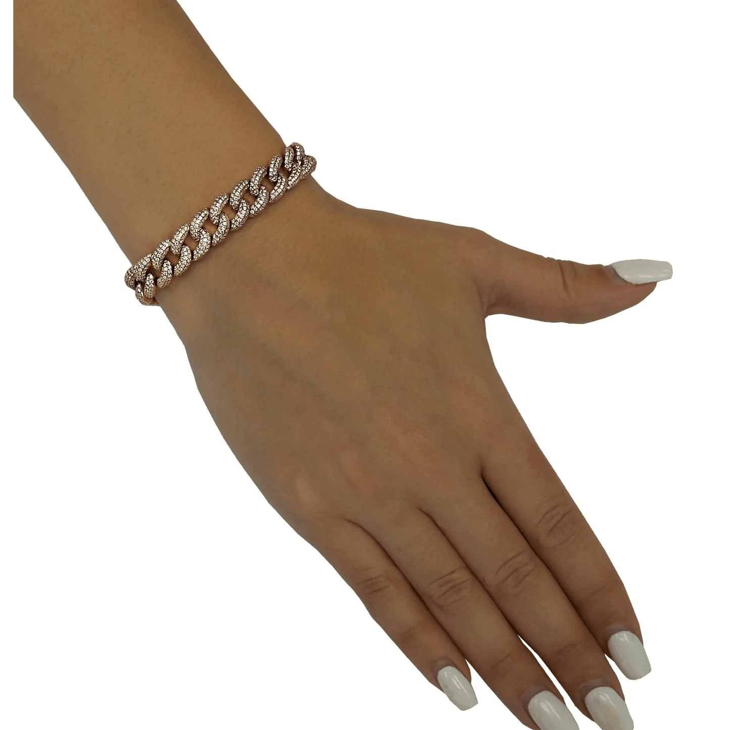 Contemporary 18KT Yellow Gold Diamond Bracelet on wrist