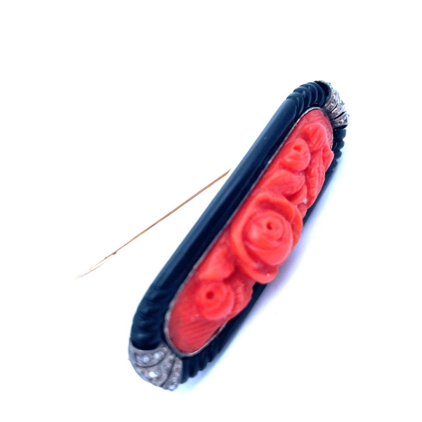 Koch Art Deco Platinum Coral Brooch side