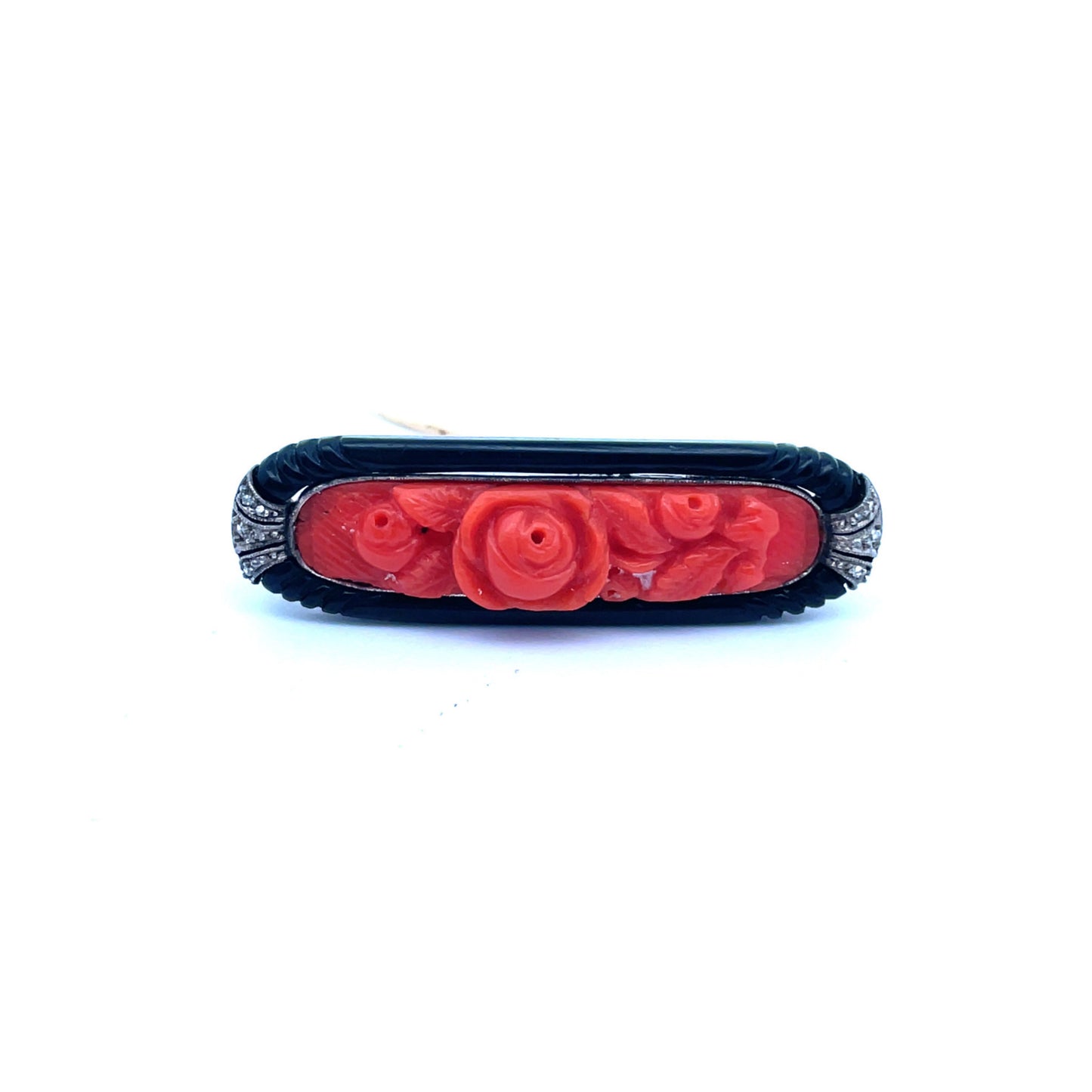 Koch Art Deco Platinum Coral Brooch front