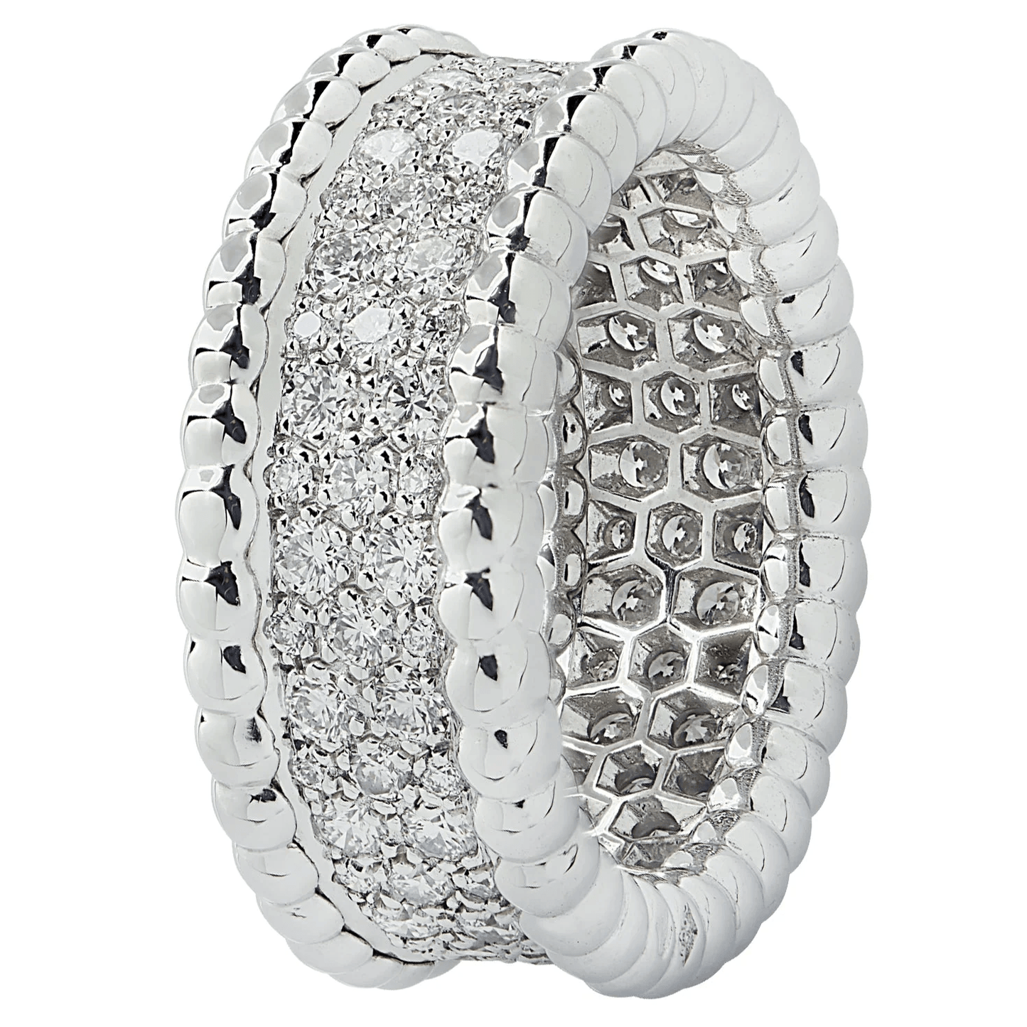 Van Cleef & Arpels Post-1980s 18KT White Gold Diamond Perlee Ring side
