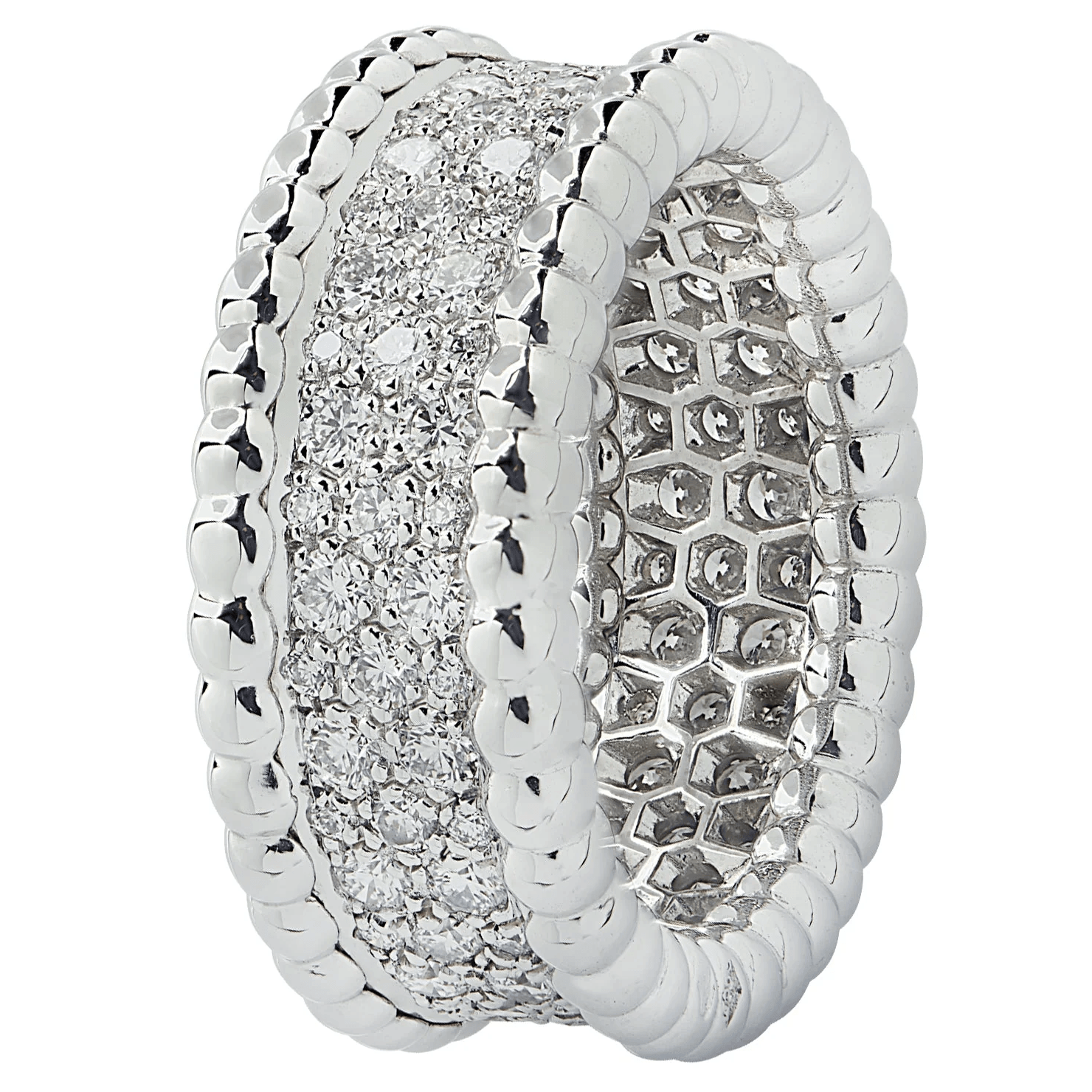 Van Cleef & Arpels Post-1980s 18KT White Gold Diamond Perlee Ring side