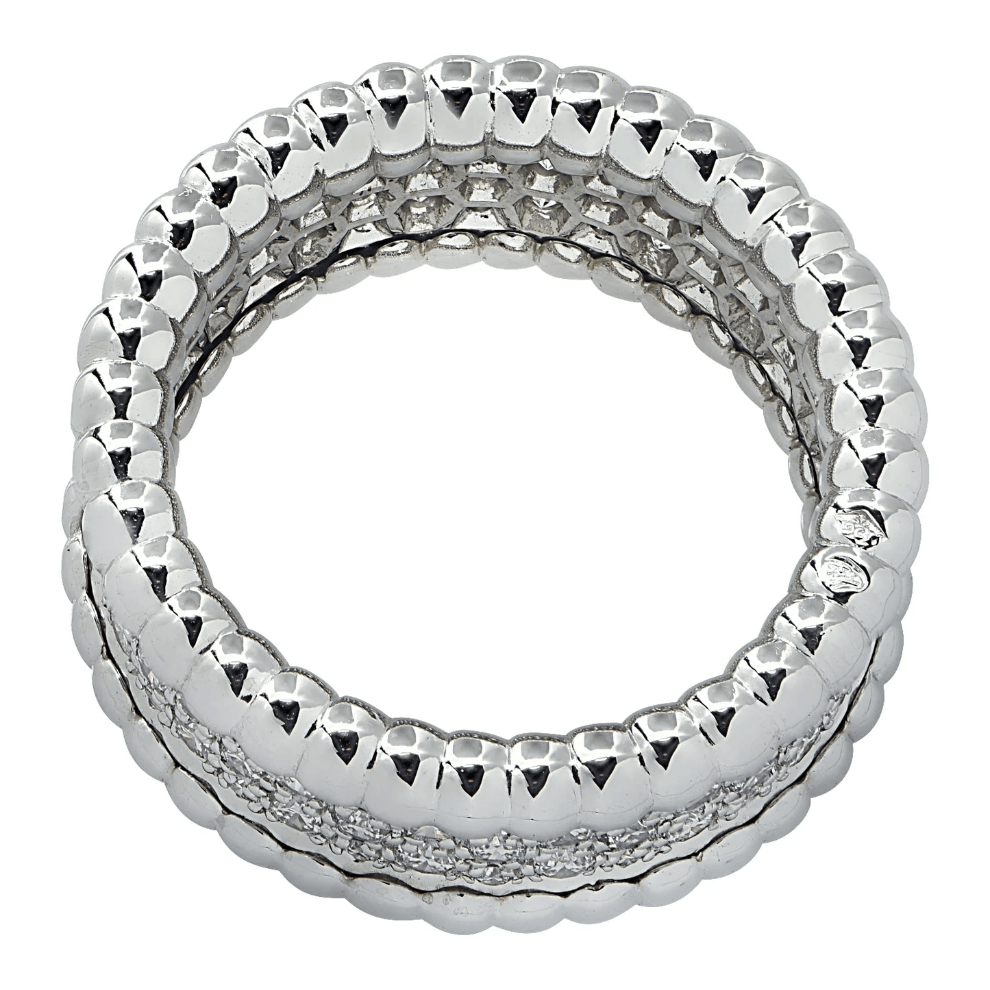 Van Cleef & Arpels Post-1980s 18KT White Gold Diamond Perlee Ring profile