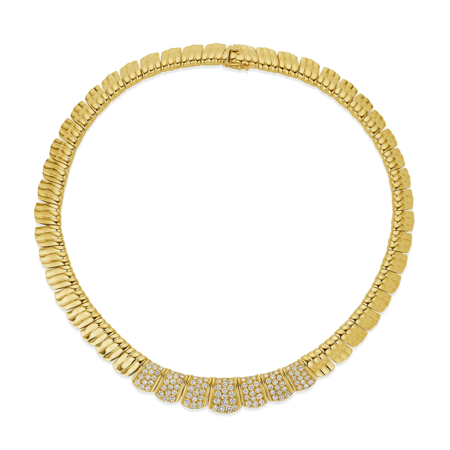 Van Cleef & Arpels Paris 1980s 18KT Yellow Gold Diamond Necklace front