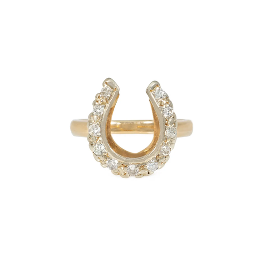 1950s Platinum & 14KT Yellow Gold Diamond Horseshoe Ring front