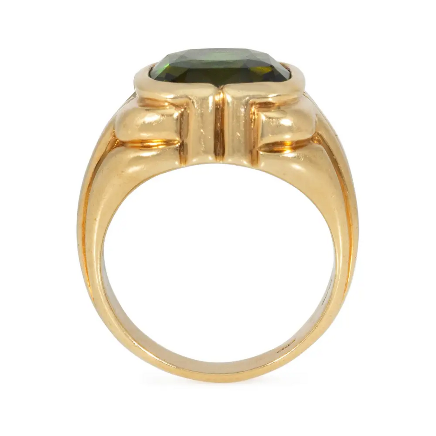 Bulgari 1980s 18KT Yellow Gold Tourmaline Ring profile