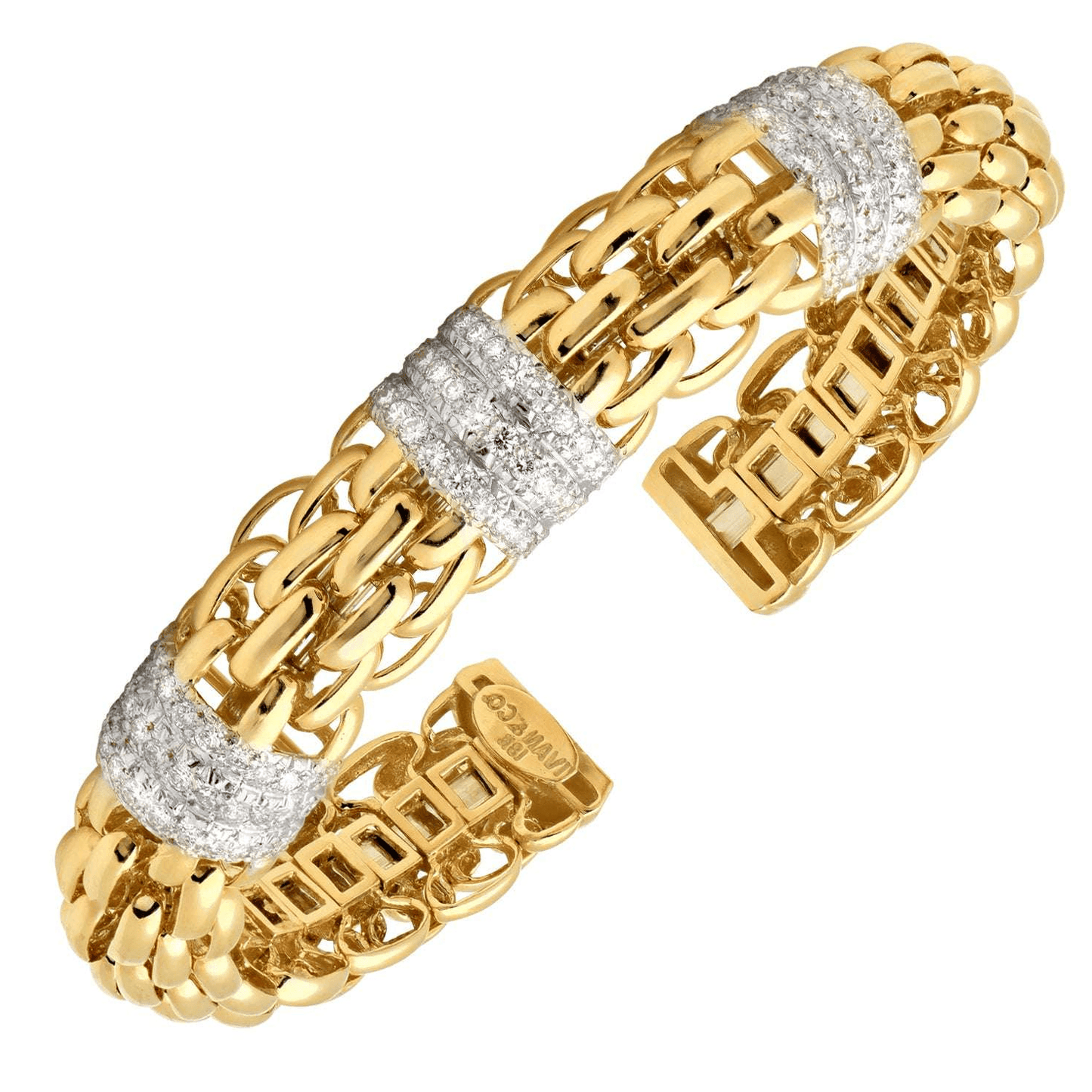 Ivan & Co. 1980s 18KT White & Yellow Gold Diamond Bracelet front
