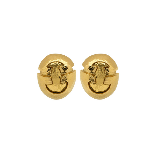 David Webb 1980s 18KT Yellow Gold Earrings front