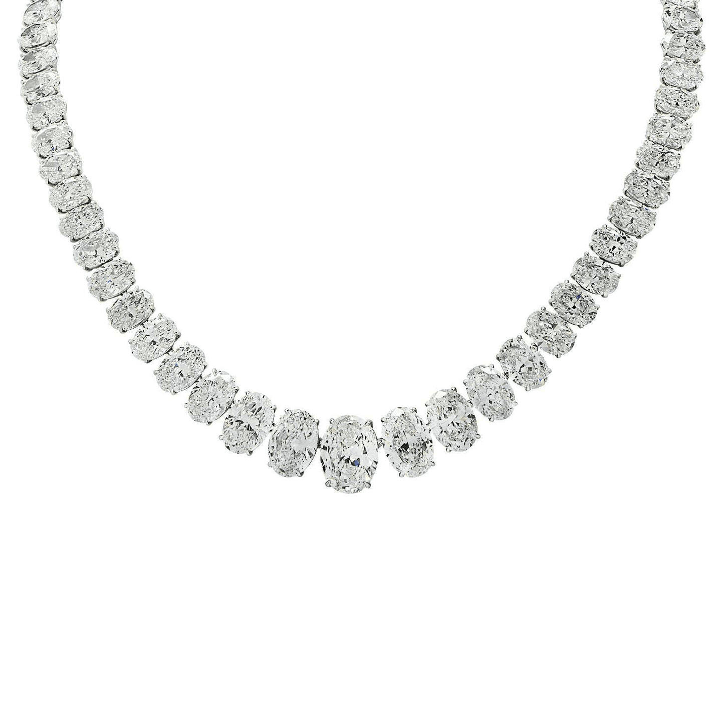 Contemporary Platinum Diamond Riviera Necklace front