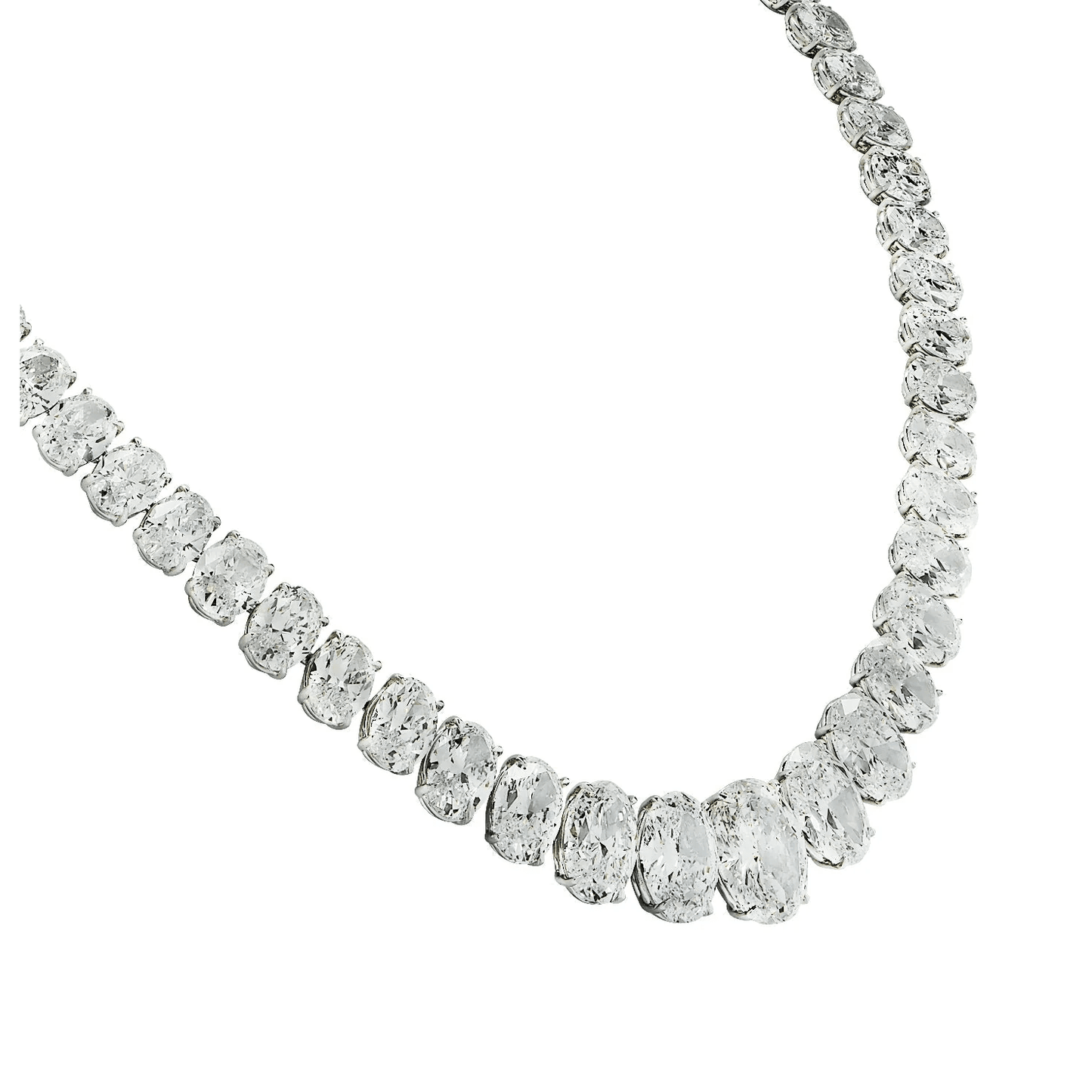 Contemporary Platinum Diamond Riviera Necklace front