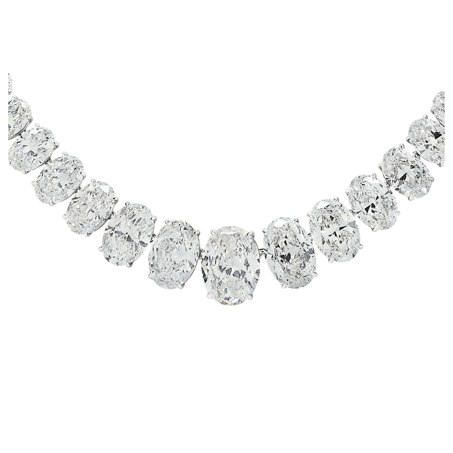 Contemporary Platinum Diamond Riviera Necklace close-up