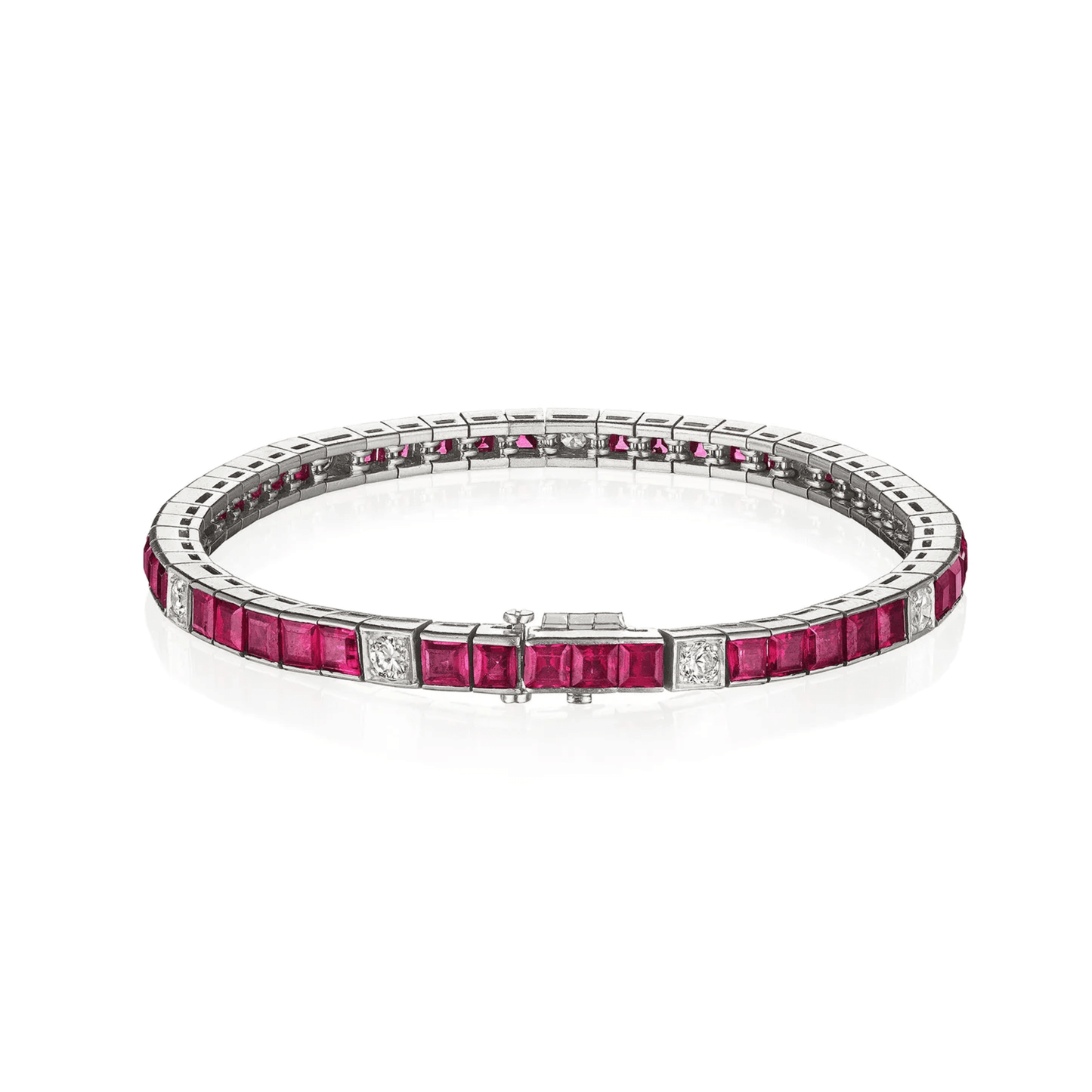 1950s Platinum Ruby & Diamond Bracelet back