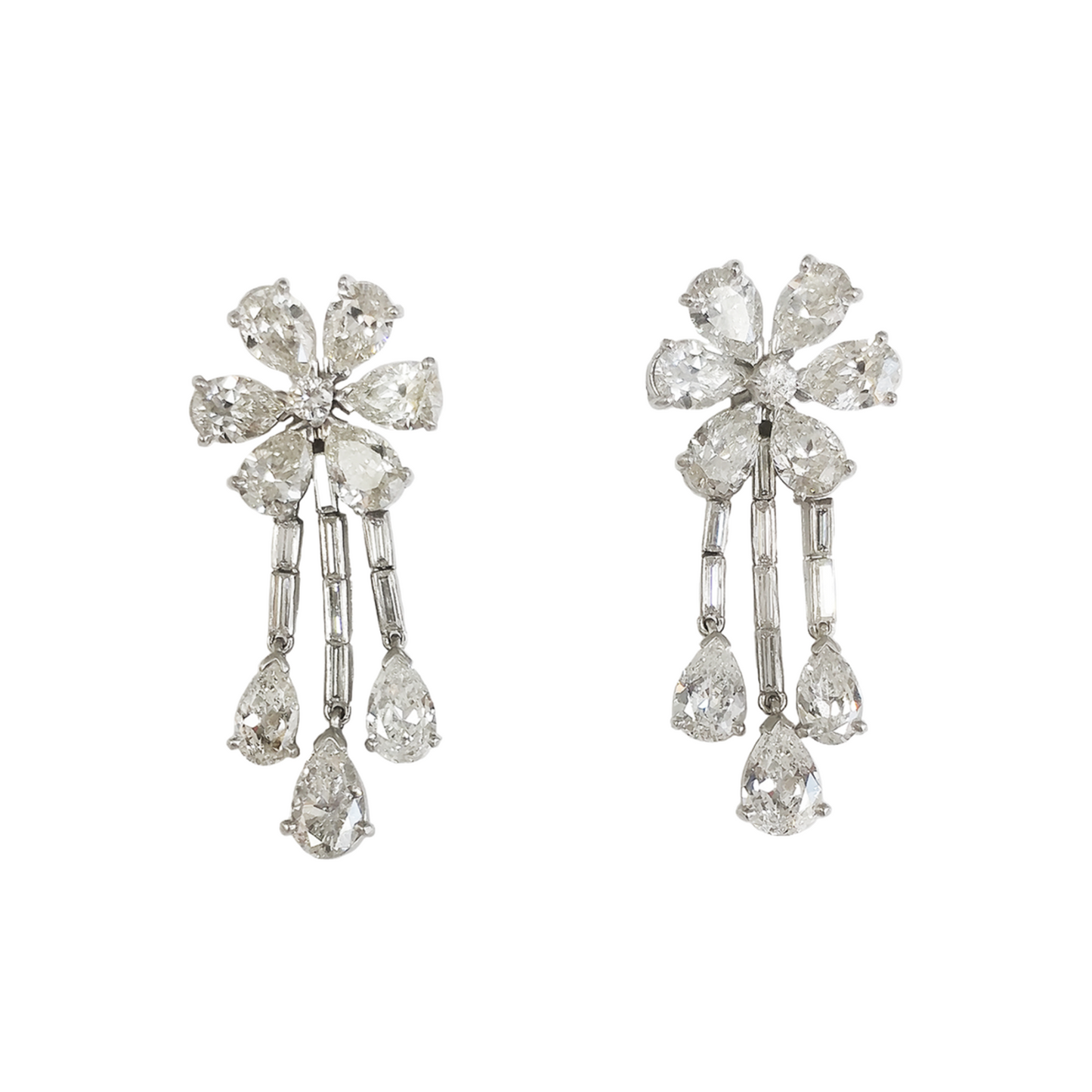 1950s Platinum Diamond Earrings front