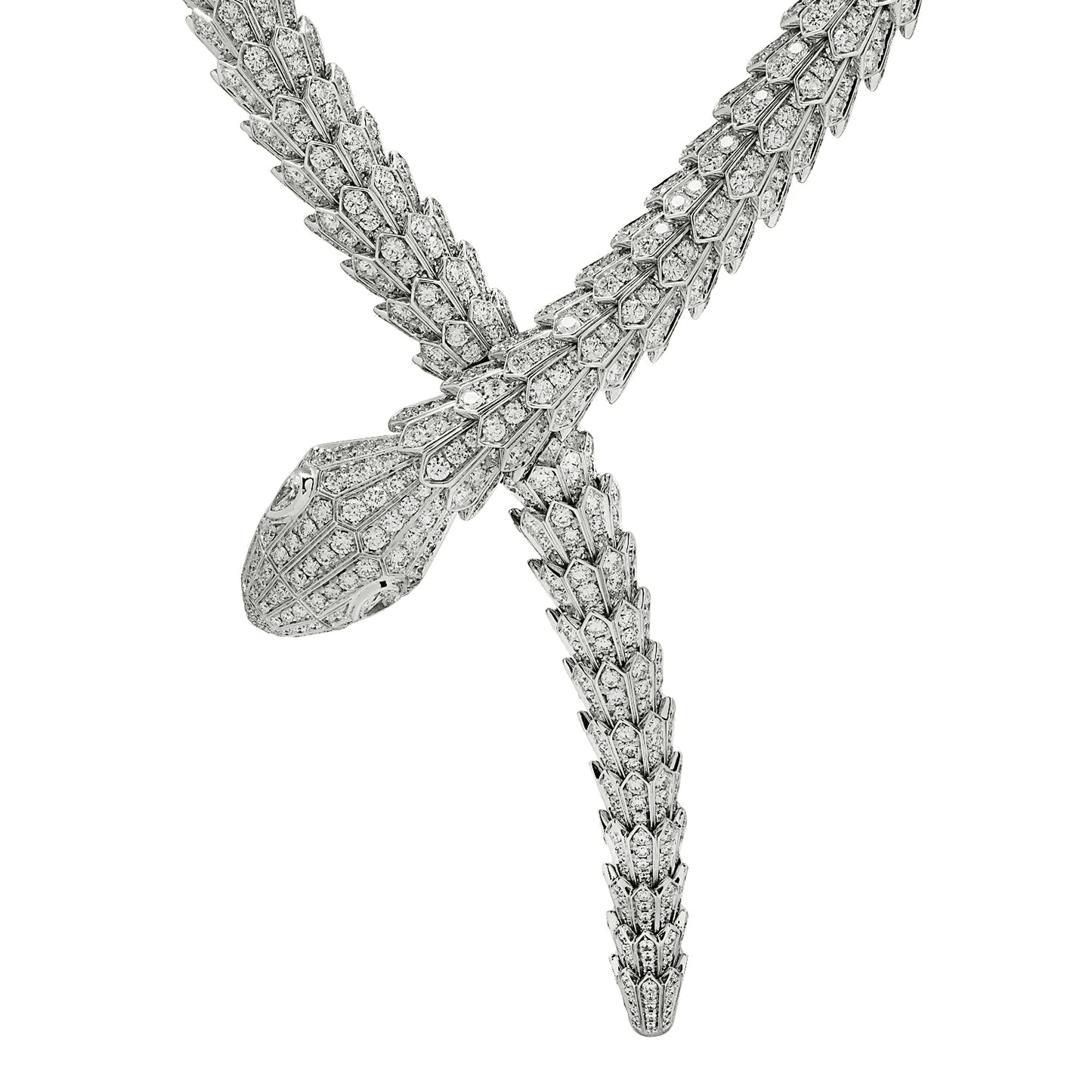 Bulgari Post-1980s 18KT White Gold Diamond Serpenti Necklace front