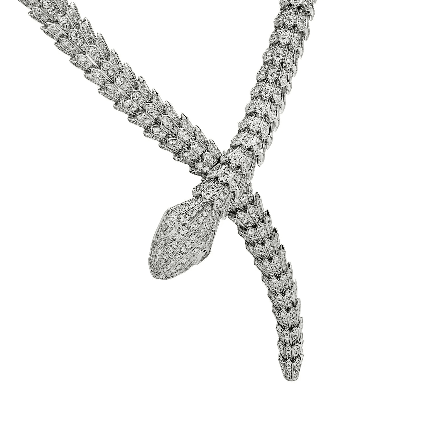 Bulgari Post-1980s 18KT White Gold Diamond Serpenti Necklace front