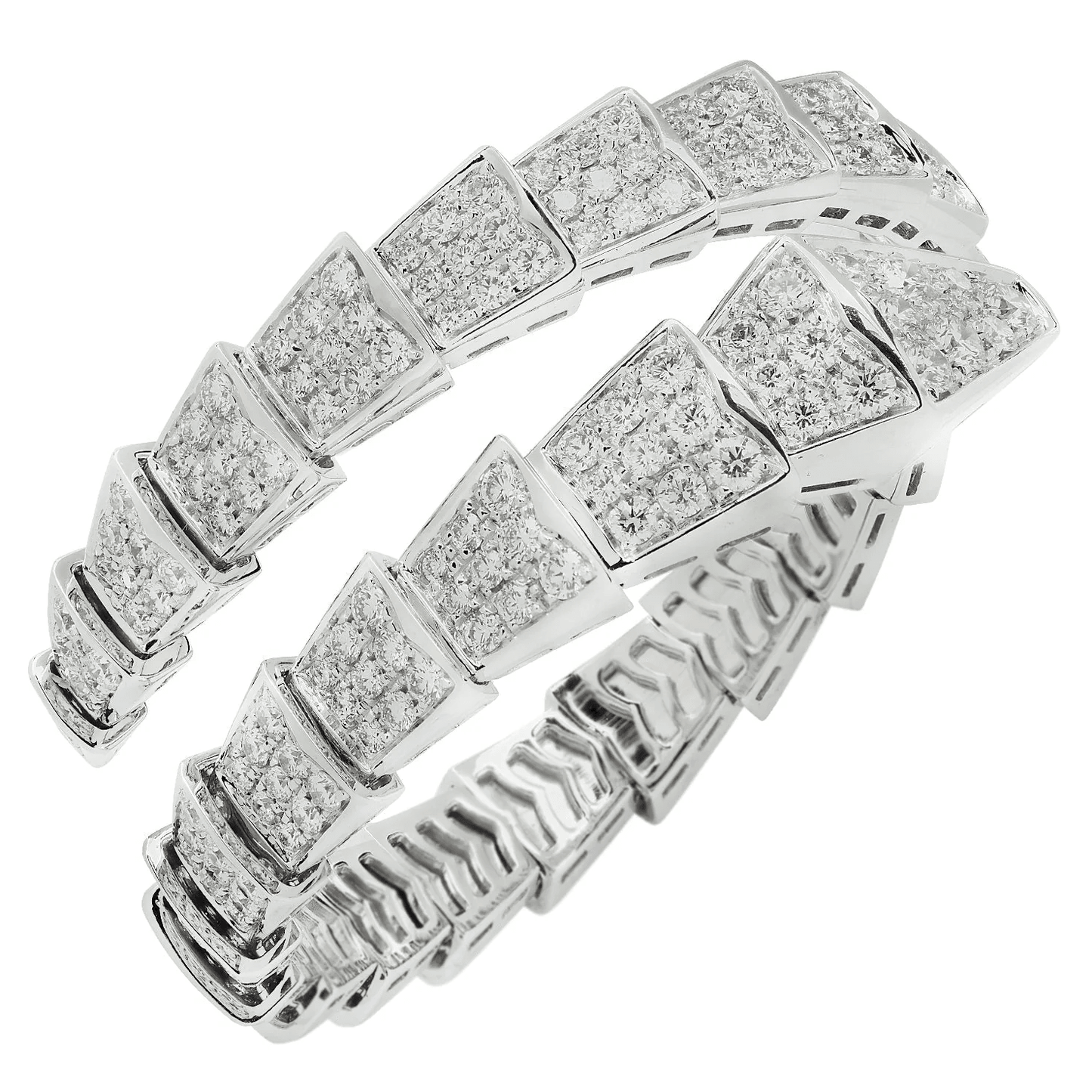 Bulgari Post-1980s 18KT White Gold Diamond Serpenti Bracelet front