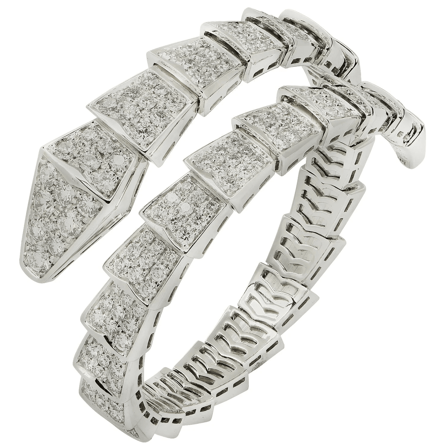 Bulgari Post-1980s 18KT White Gold Diamond Serpenti Bracelet front