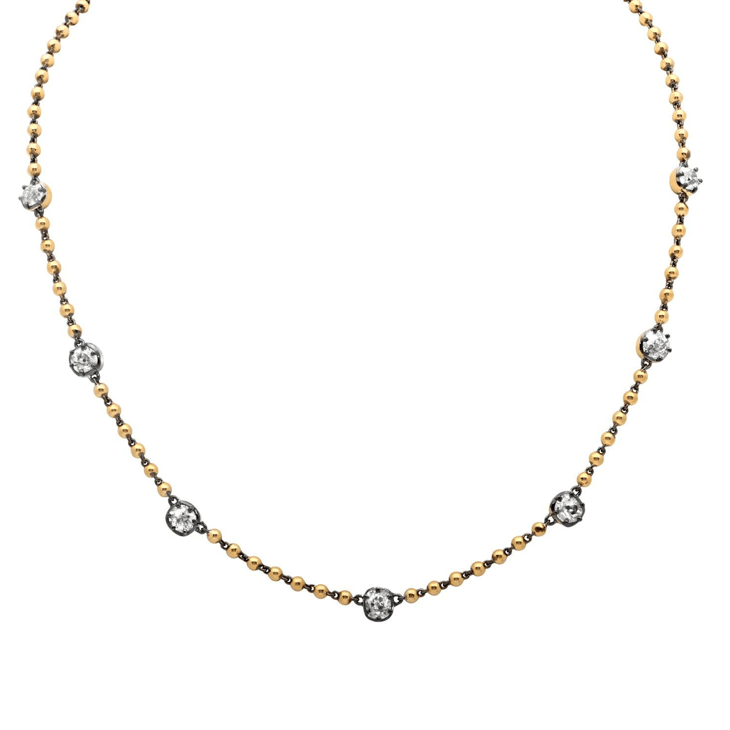 Contemporary 18KT Yellow Gold Diamond Necklace front